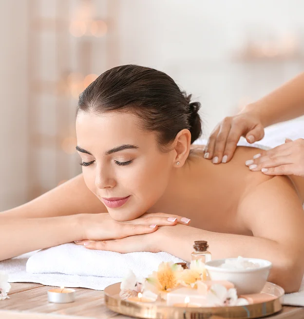 Femme recevant un massage du dos apaisant dans un spa relaxant à La Chapelle-Vendômoise près de Blois dans le Loir-et-Cher 41